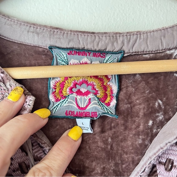 JOHNNY WAS Embroidered Dylan Double Tassel Peasant Blouse women’s SIZE LARGE - Picture 5 of 8